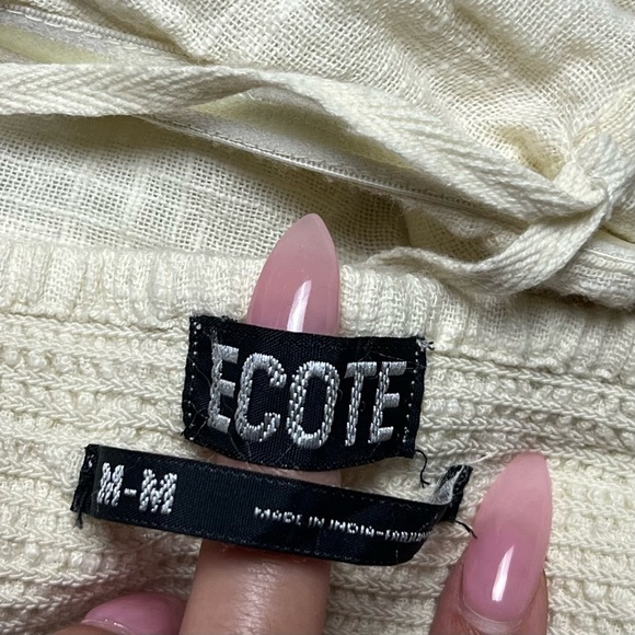 Y2K Ecote Off White Tie Front Crop Top Women’s M Fairy Grunge Romantic - Picture 3 of 4